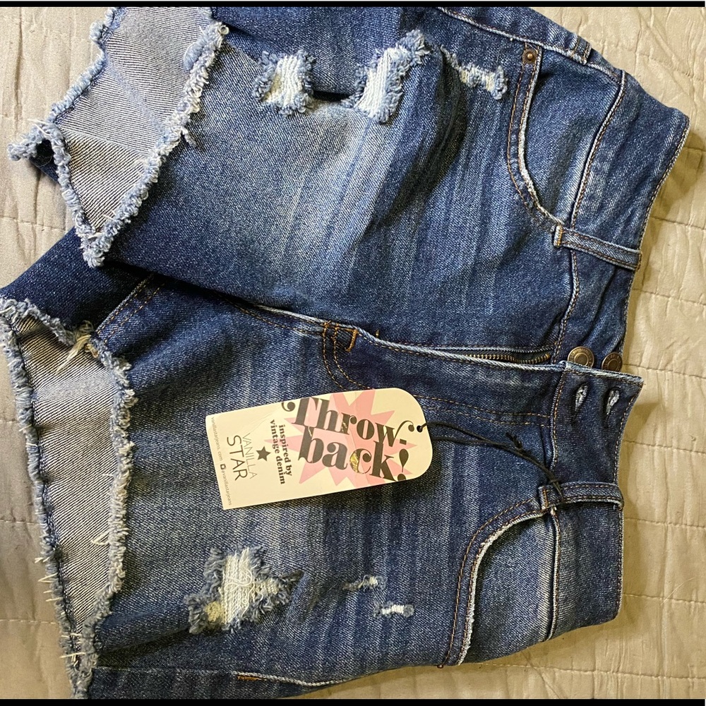 High waisted denim shorts